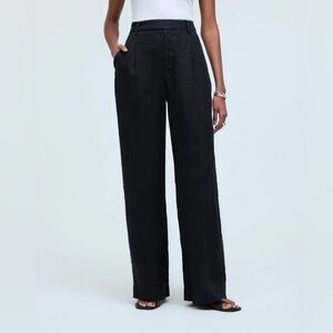 NWT Madewell The Harlow Wide Leg Pant in Linen Size 2 True Black $118 NJ996